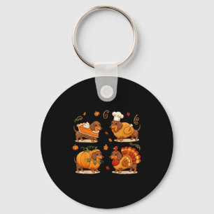 Dachshund Dog Pumpkin E Turkey Thanksgiving Men Wo Key Ring