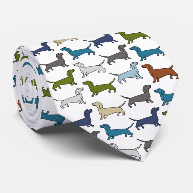 Dachshund Dog Puppy Dad Breed Multicolored Tie (Rolled)
