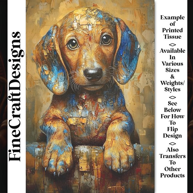 Dachshund Dog Puppy Oil Portrait BV1 Decoupage Tissue Paper (Creator Uploaded)