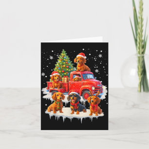 Dachshund Dog Red Truck Christmas Tree Santa Ugly Card