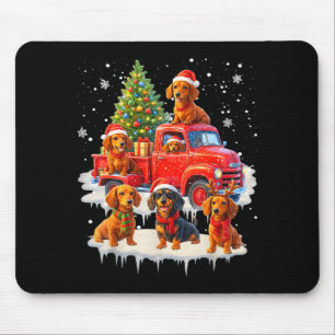 Dachshund Dog Red Truck Christmas Tree Santa Ugly  Mouse Pad