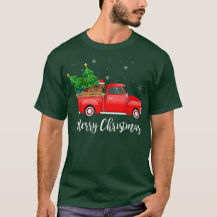 Dachshund Dog Riding Red Truck Christmas Decoratio T-Shirt