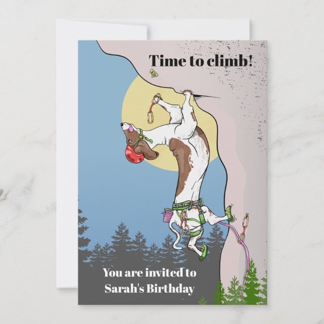 Dachshund dog rock climbing invitation (Front)