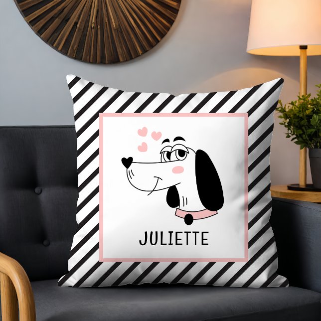 Dachshund Dog Romantic Pink Hearts Personalised Cushion (Creator Uploaded)