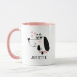 Dachshund Dog Romantic Pink Hearts Personalised Mug<br><div class="desc">Dachshund Dog Romantic Pink Hearts Personalised Name Mug features a cute Dachshund cartoon with pink love hearts and your personalised name below. Perfect for gifts birthday,  Christmas,  Valentine's Day,  Mothers Day and more for family,  sweetheart,  wife,  girlfriend and more. Created by Evco Studio www.zazzle.com/store/evcostudio</div>