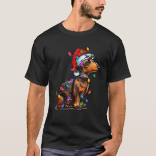 Dachshund Dog Santa Hat Merry Beautiful Christmas  T-Shirt