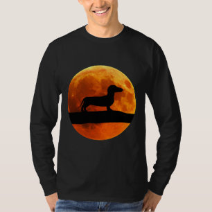 Dachshund Dog Silhouette Moon T-Shirt