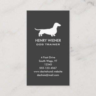Dachshund Dog Silhouette Pet Wiener Dog Vertical Business Card