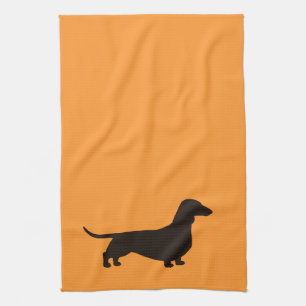 Dachshund Dog Silhouette Tea Towel