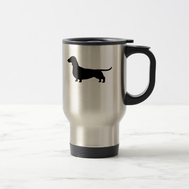 Dachshund Dog Silhouette Travel Mug (Right)