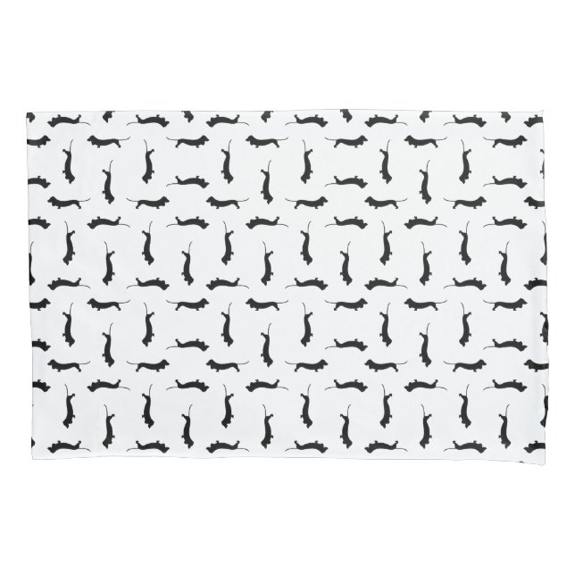 Dachshund Dog Silhouettes CUSTOM BACKGROUND COLOR Pillowcase (Front)