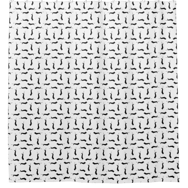 Dachshund Dog Silhouettes CUSTOM BACKGROUND COLOR Shower Curtain (Front)
