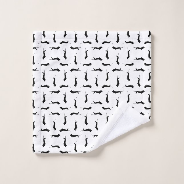 Dachshund Dog Silhouettes CUSTOM BACKGROUND COLOR Wash Cloth (Wash Cloth)