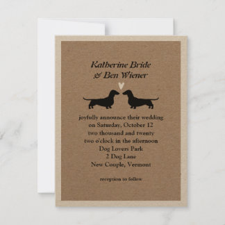 Dachshund Dog Silhouettes Cute Wedding Invitation