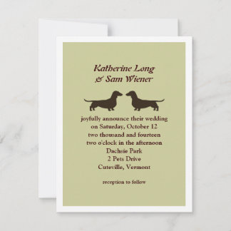 Dachshund Dog Silhouettes Cute Wedding Invitation