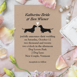 Dachshund Dog Silhouettes Cute Wedding Invitation