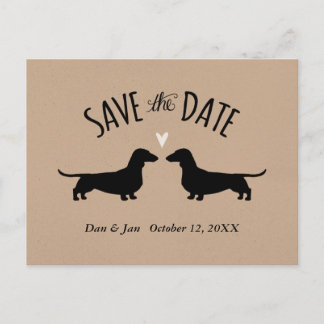 Dachshund Dog Silhouettes Wedding Save the Date Announcement Postcard