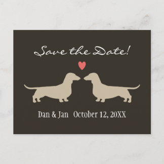 Dachshund Dog Silhouettes Wedding Save the Date Announcement Postcard
