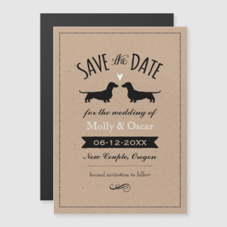 Dachshund Dog Silhouettes Wedding Save the Date Magnetic Invitation