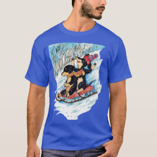 Dachshund dog sledding Painting T-Shirt