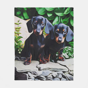 Dachshund Dog Summer Garden Birthday Poster Fleece Blanket