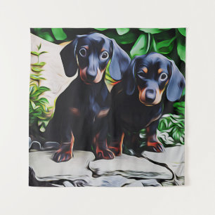 Dachshund Dog Summer Garden Birthday Poster Tapestry