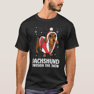 Dachshund Dog Through The Snow Christmas Santa Wie T-Shirt