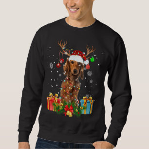 Dachshund Dog Tree Christmas Lights Dog Ugly Xmas  Sweatshirt