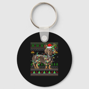 Dachshund Dog Ugly Christmas Sweaters Holiday Sant Key Ring