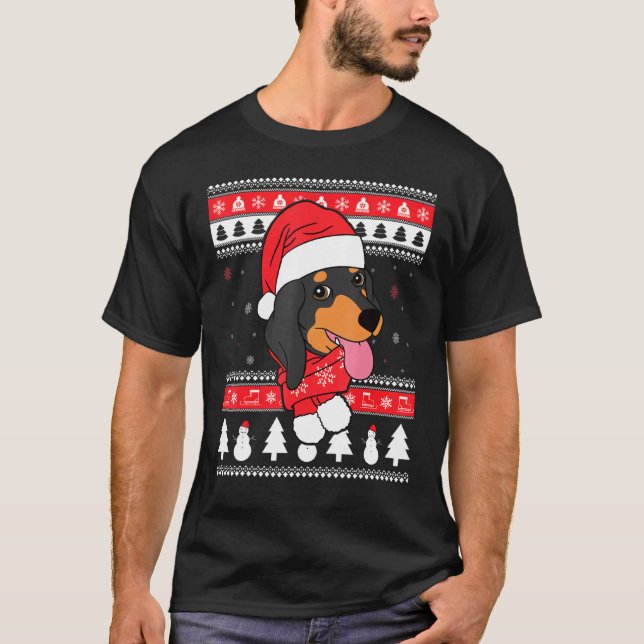 Dachshund Dog Ugly Christmas T-Shirt (Front)