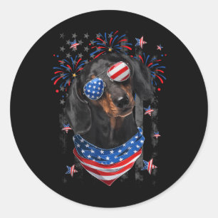 Dachshund Dog Usa American Flag Independence Day 4 Classic Round Sticker