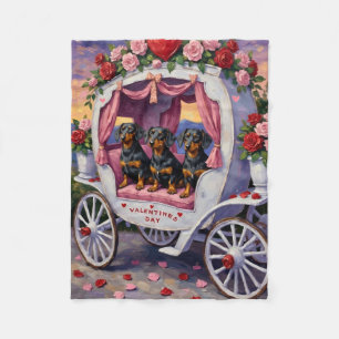 Dachshund Dog Valentine's Day Fleece Blanket