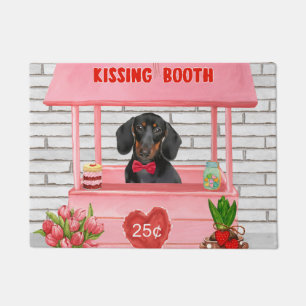 Dachshund Dog Valentine's Day Kissing Booth Doormat