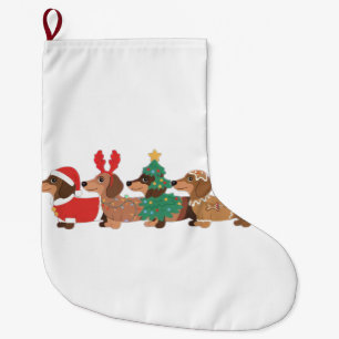 Dachshund Dog Wearing Christmas Dog Lovers Large Christmas Stocking