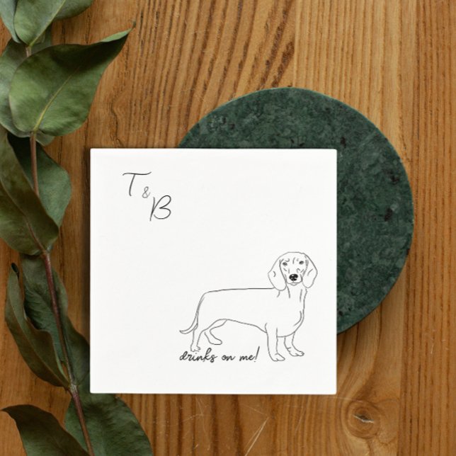 Dachshund Dog Wedding Cocktail Napkins (Creator Uploaded)