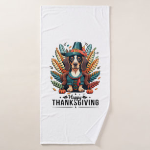 Dachshund Dog Weiner Turkey Costume Thanksgiving W Bath Towel