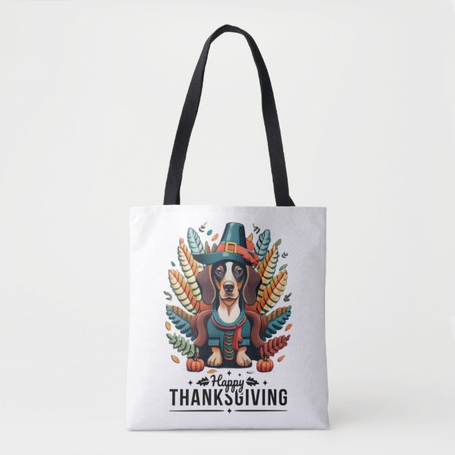 Dachshund Dog Weiner Turkey Costume Thanksgiving W Tote Bag (Front)