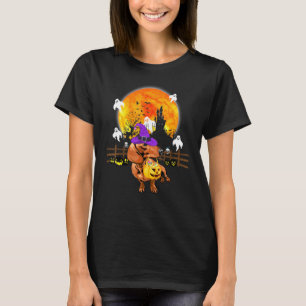 Dachshund Dog Witch Halloween Pumpkin T-Shirt