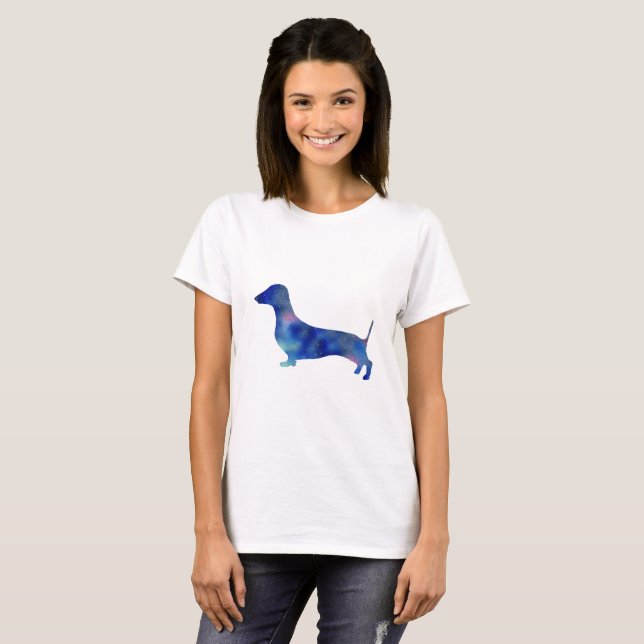 Dachshund Dog Women's Basic T-Shirt, White T-Shirt (Front Full)