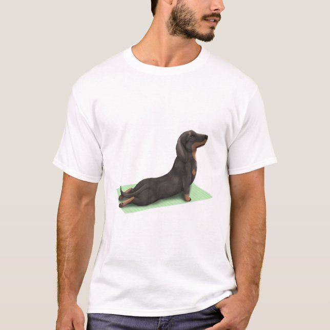 Dachshund Dog Yoga Pose Meditation Zen Workout Exe T-Shirt (Front)