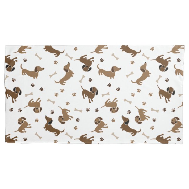  Dachshund Dogs and Bones Cute Doxies Pillowcase (Front-Left)