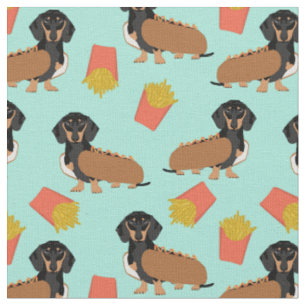 Dachshund dogs black and tan weiner dog fabric