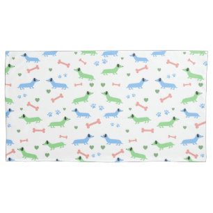 Dachshund Dogs Cute Doxies Paws Green Pillowcase
