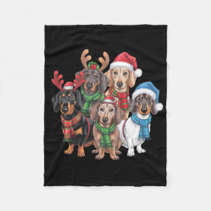 Dachshund Dogs Dressed In Festive Attire Fleece Blanket