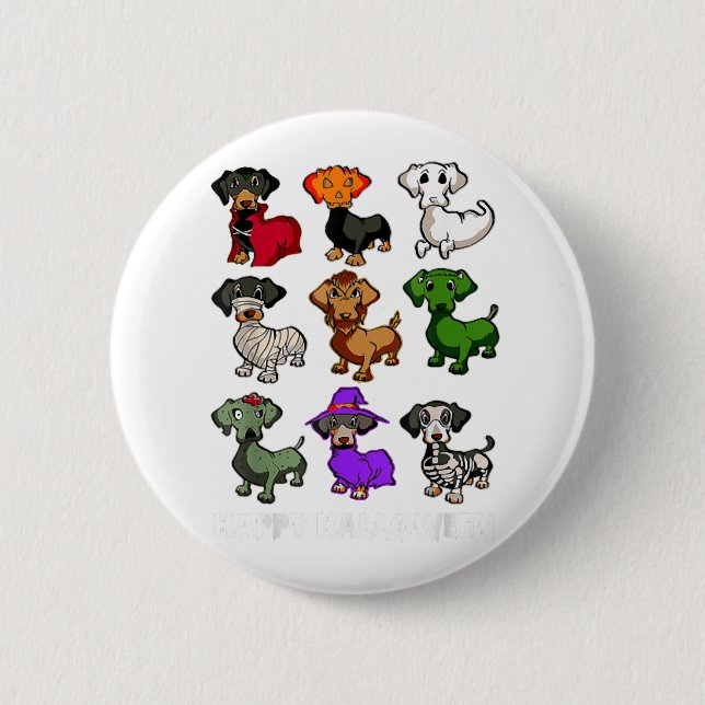 Dachshund Dogs Halloween Happy Halloween 6 Cm Round Badge (Front)