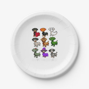 Dachshund Dogs Halloween Happy Halloween Paper Plate