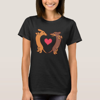 Dachshund Dogs Heart Wiener Valentines Day Men Wom T-Shirt