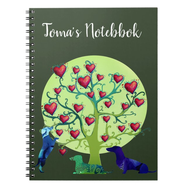 Dachshund Dogs Hearts , Name Notebook (Front)