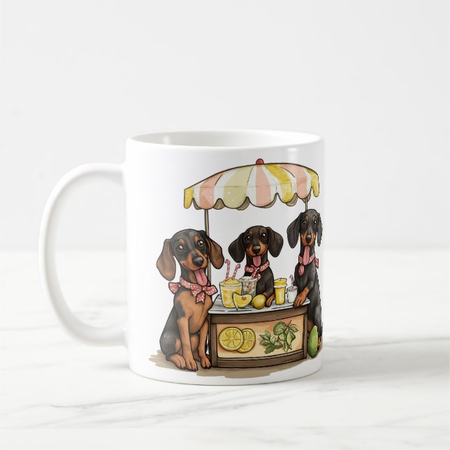 Dachshund Dogs Lemonade Stand Coffee Mug (Left)