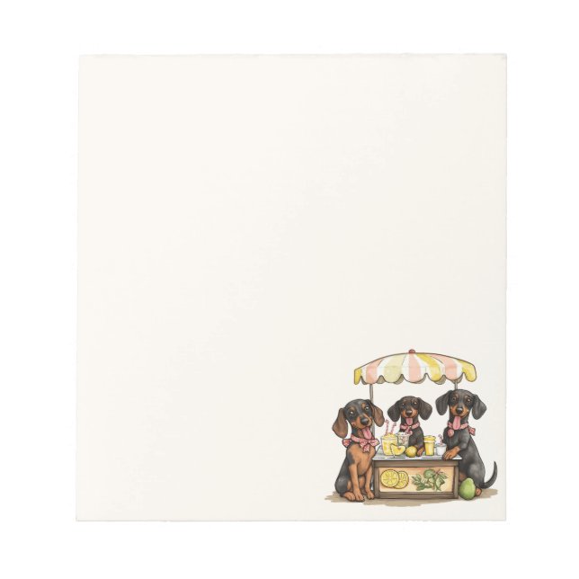 Dachshund Dogs Lemonade Stand Notepad (Front)
